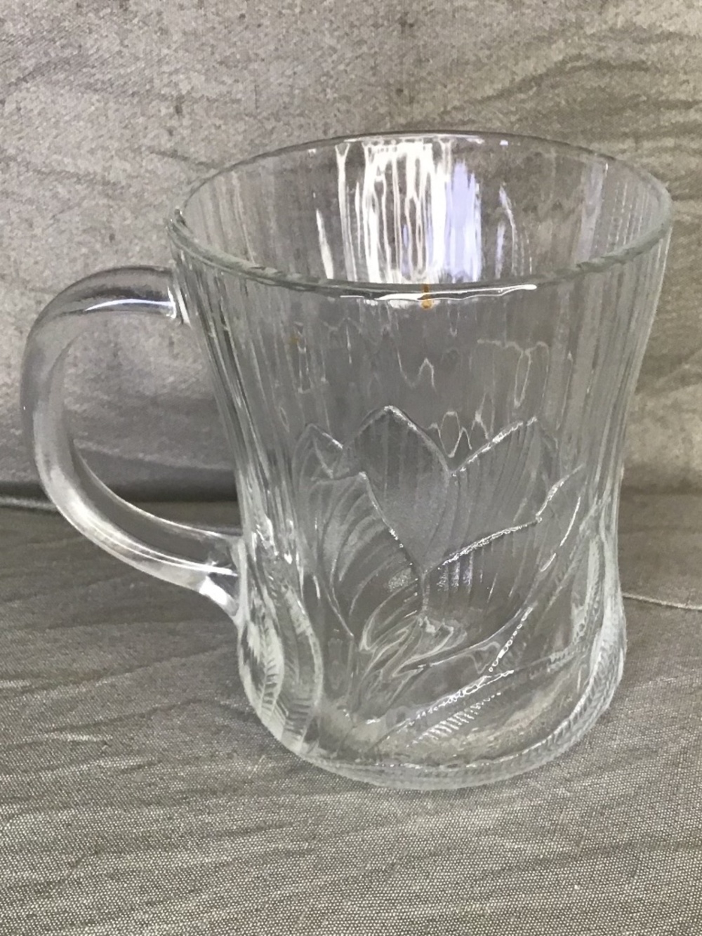 Vintage Arcoroc Canterbury Crocus Clear Coffee Tea Mug Cup Made in France.